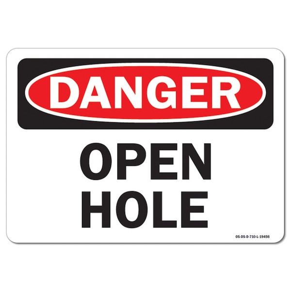 Safety Sign, OSHA Danger, 18" Height, Aluminum, Open Hole, Landscape